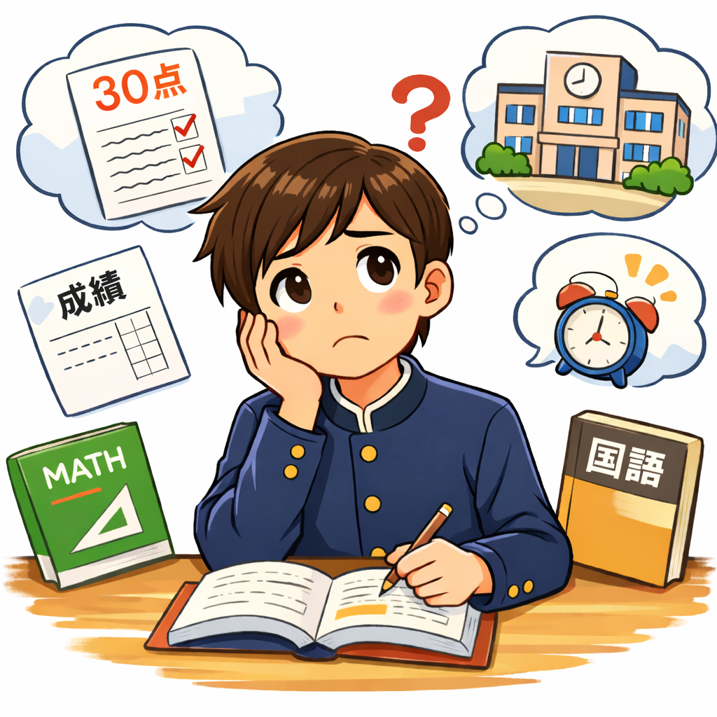 勉強に悩む生徒のイラスト